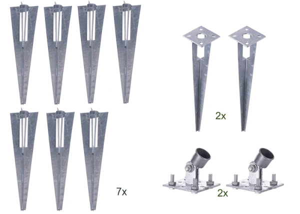 Pfostenhalter Set 7x für Rundpfosten 34mm